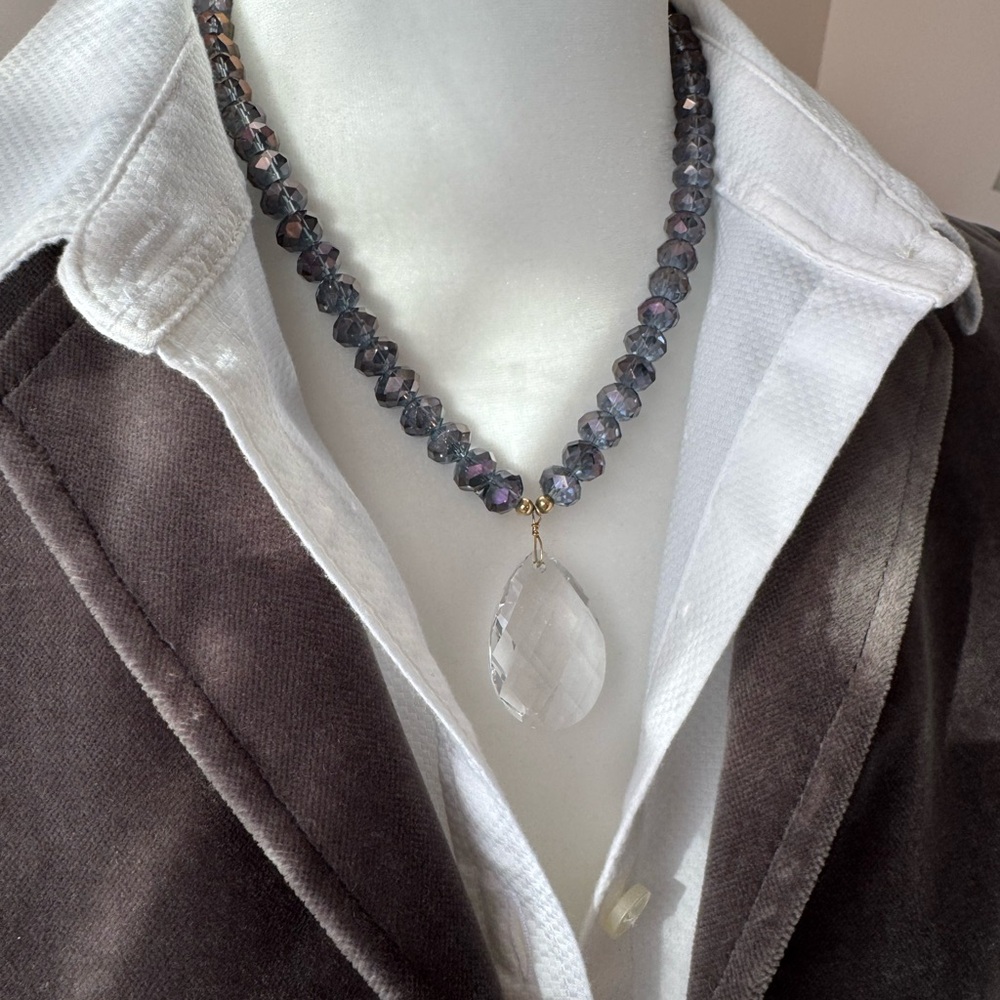 Olive & Cocoa Crystal Pendant Necklace/Earrings